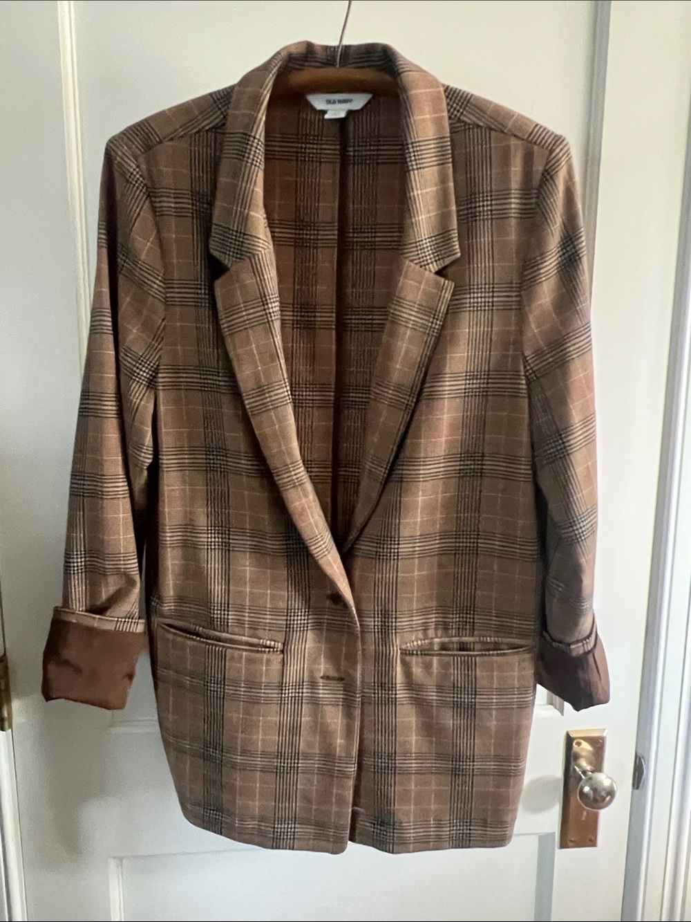 Old Navy Brown Plaid Blazer